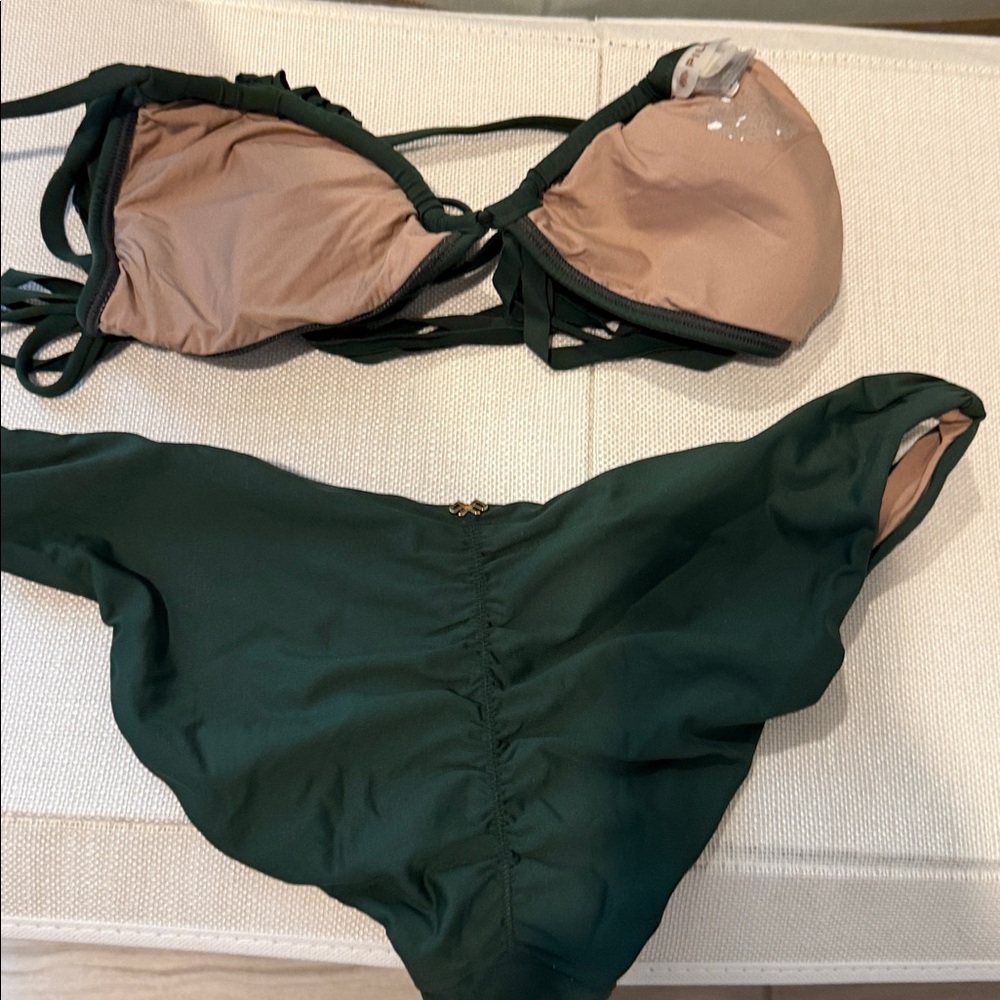 Pilyq Deep Green Ruched Bikini Set - Picture 4 of 4